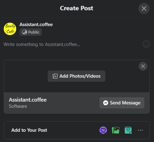 Post with Send Message button to open the 24-hour messaging window