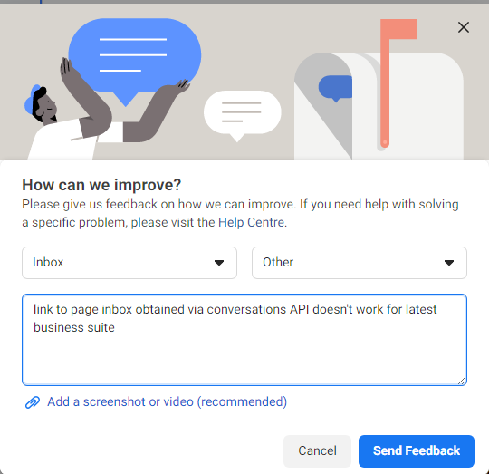 Confirmation screen after switching from Business Suite to Business Manager