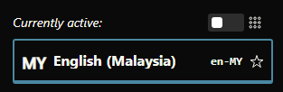 Locale Switcher extension dropdown showing en-MY
