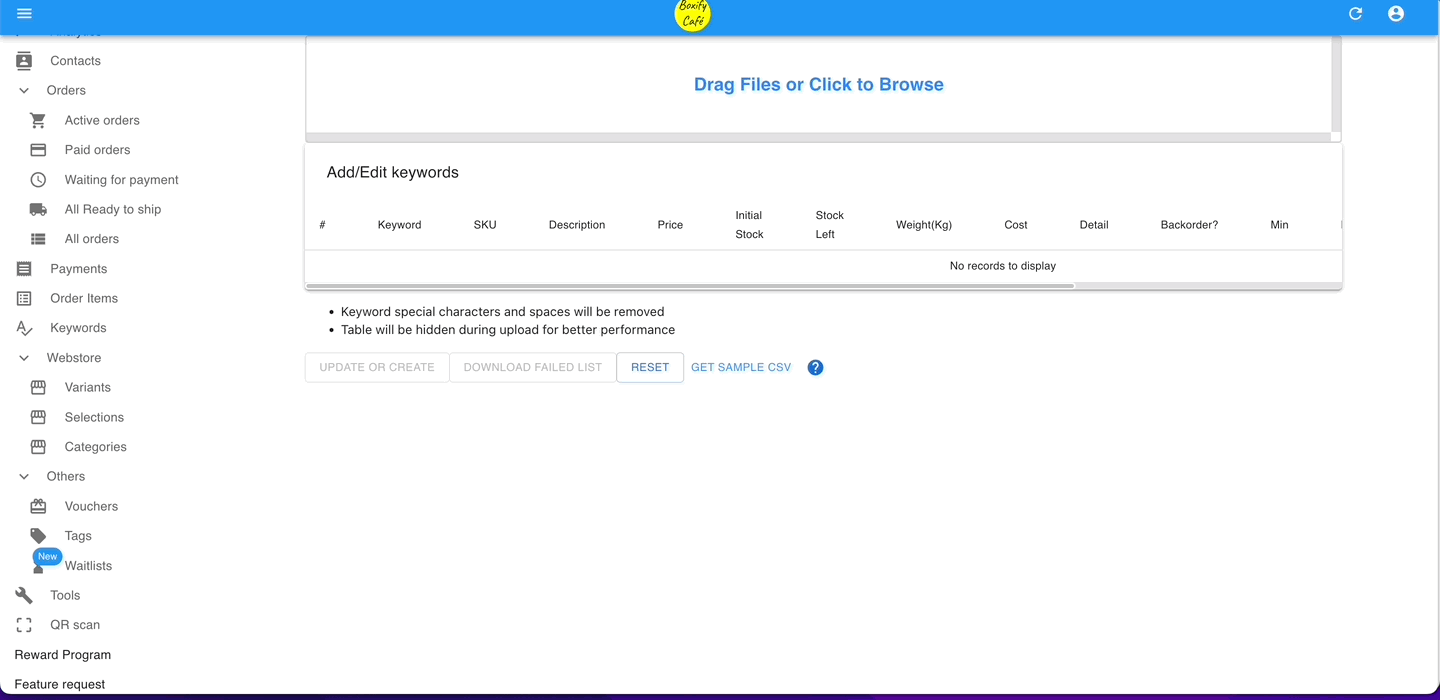 Animation showing the bulk upload process
