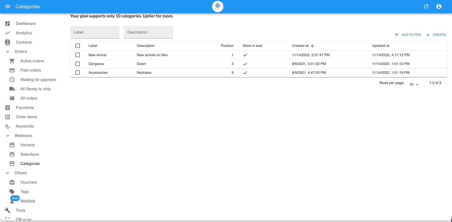 Assigning a category to one product