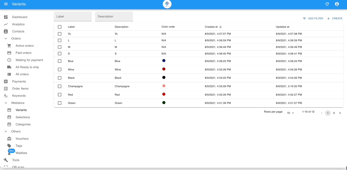 Creating a size variant