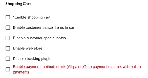 Enable Customer Cancel Items in Cart setting