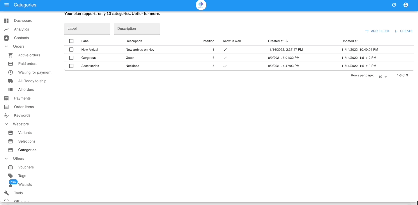 Enable Webstore setting