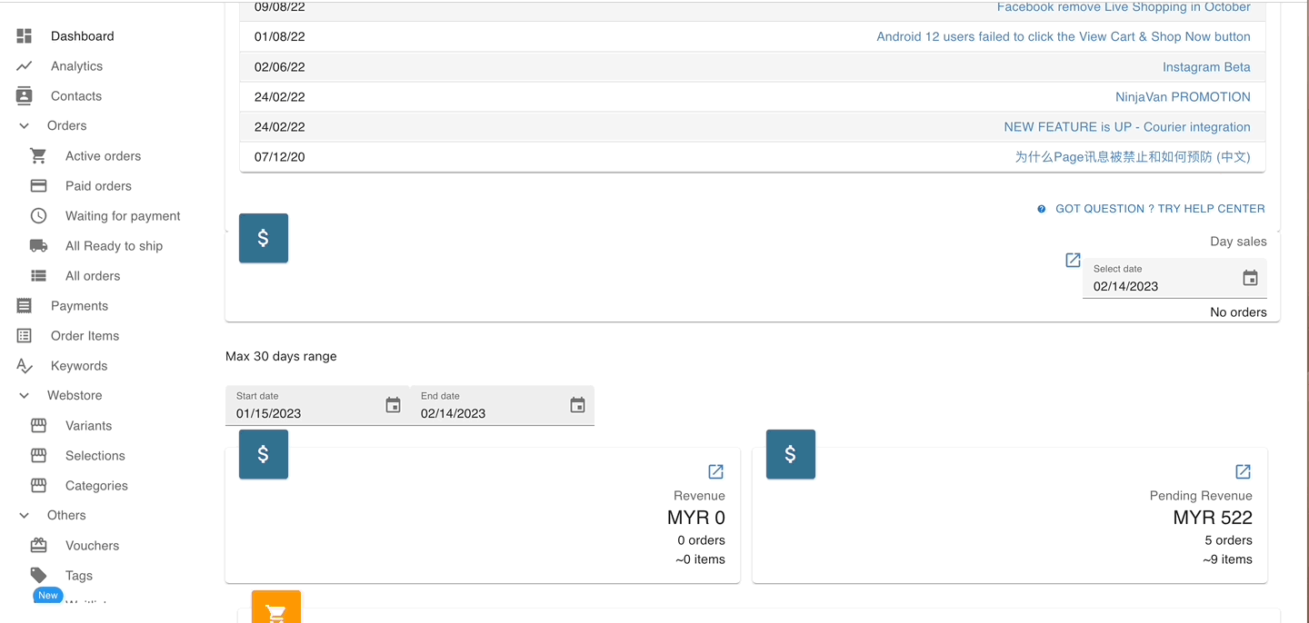 Pending revenue export steps
