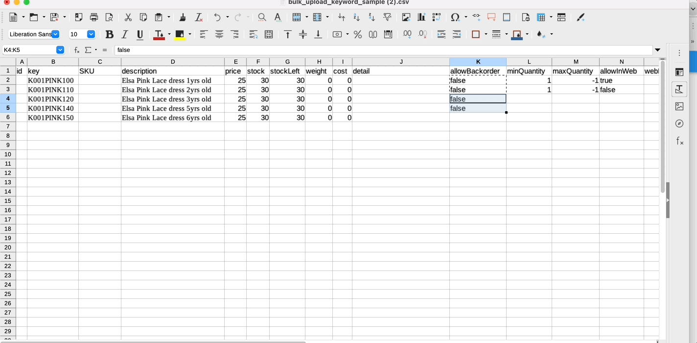 Animation showing how to fill in keywords in the spreadsheet