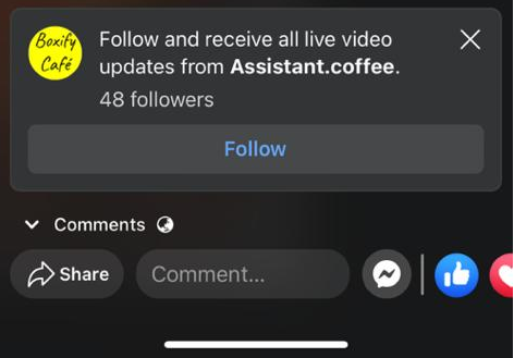 Viewer sees Messenger icon during live