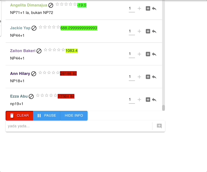 The comments panel inside Live Window