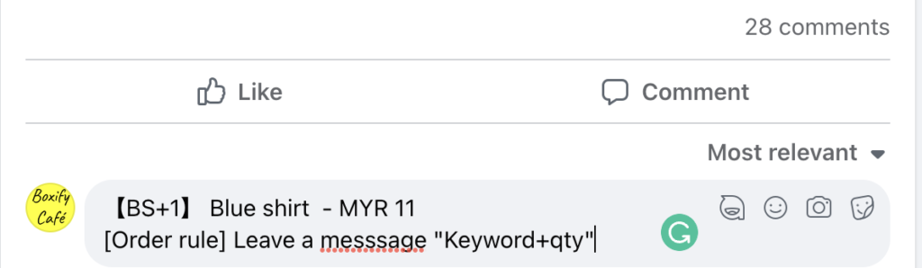 Pasting keyword into Facebook comment