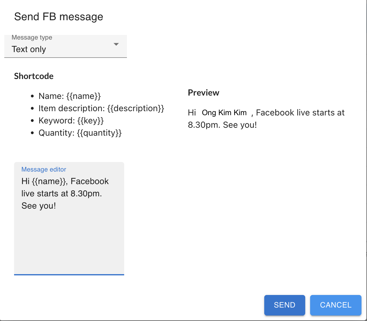 Waitlist message compose screen in Boxify