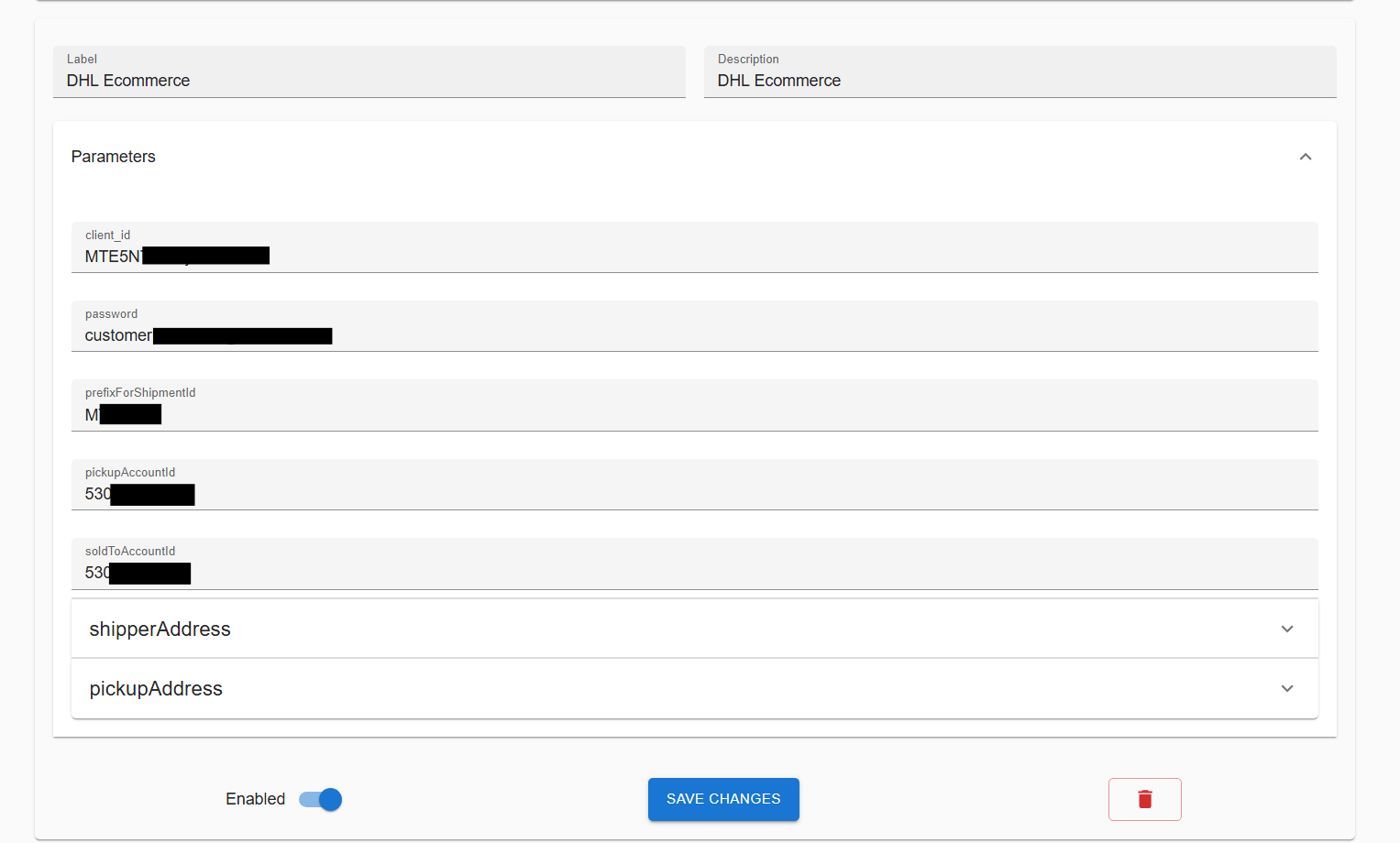 DHL shipping profile setup