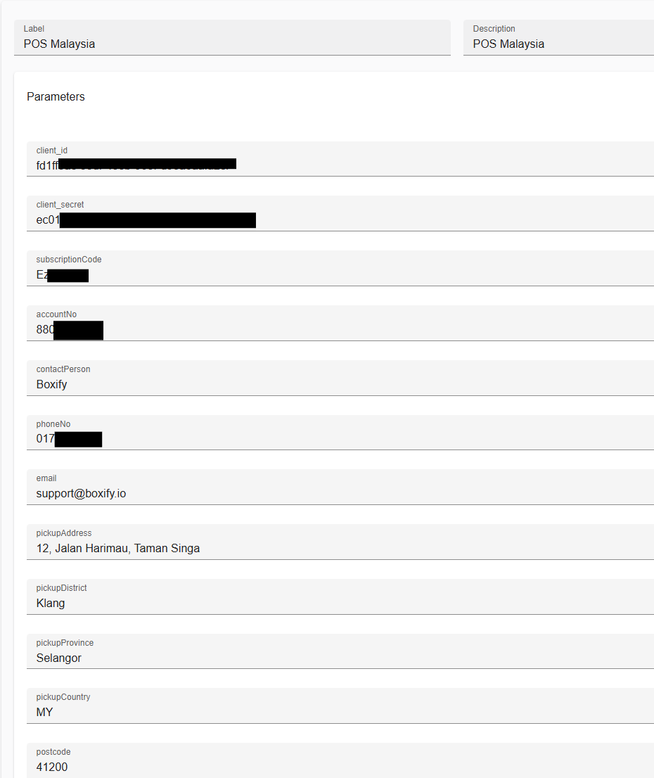 POS Malaysia profile setup