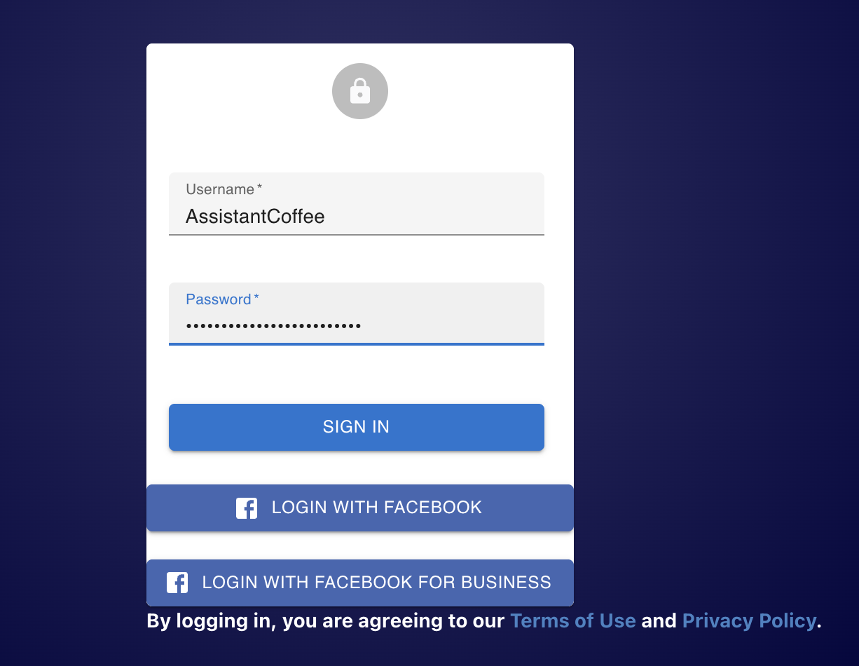 Boxify login screen