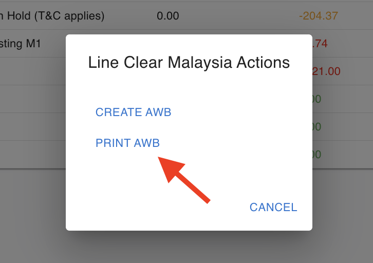 Print AWB button