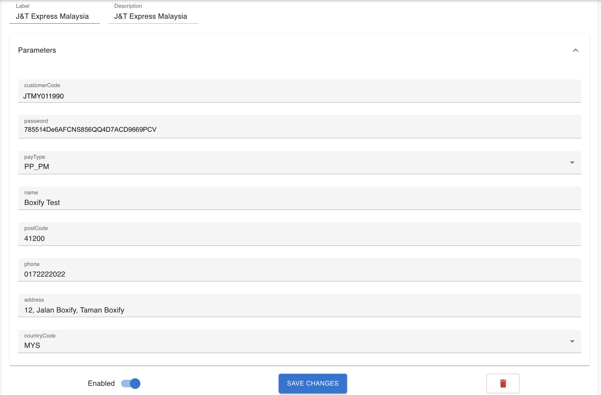 J&T shipping profile setup