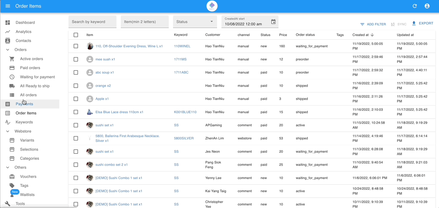 Monthly payment report