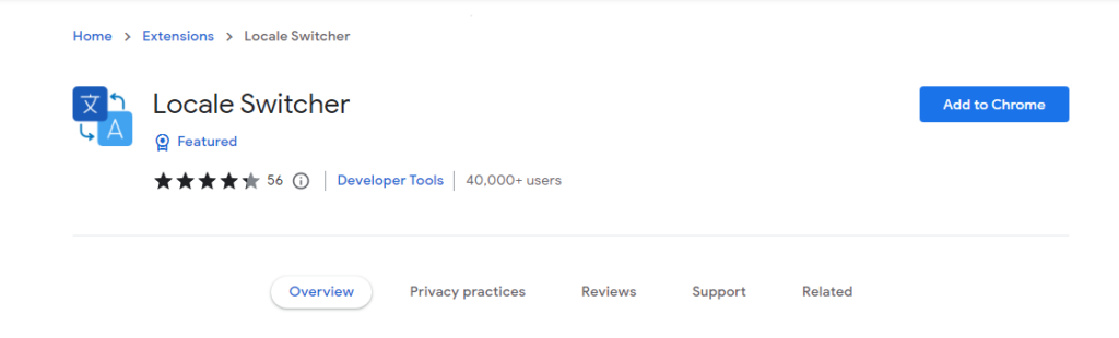 Locale Switcher extension on the Chrome Web Store