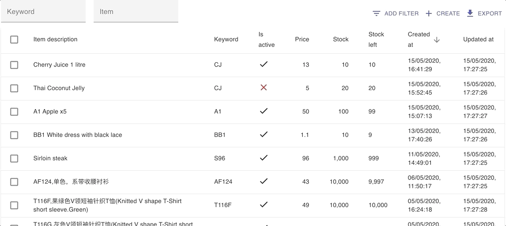Animation showing bulk activate and deactivate of keywords