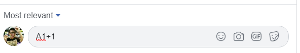 Facebook comment showing keyword A1+1
