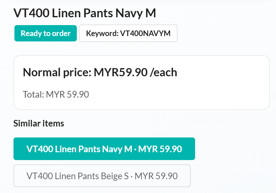 Similar items list